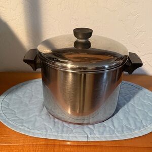 Vintage Revere Ware 5 Qt Stainless Steel Stock Pot with Lid